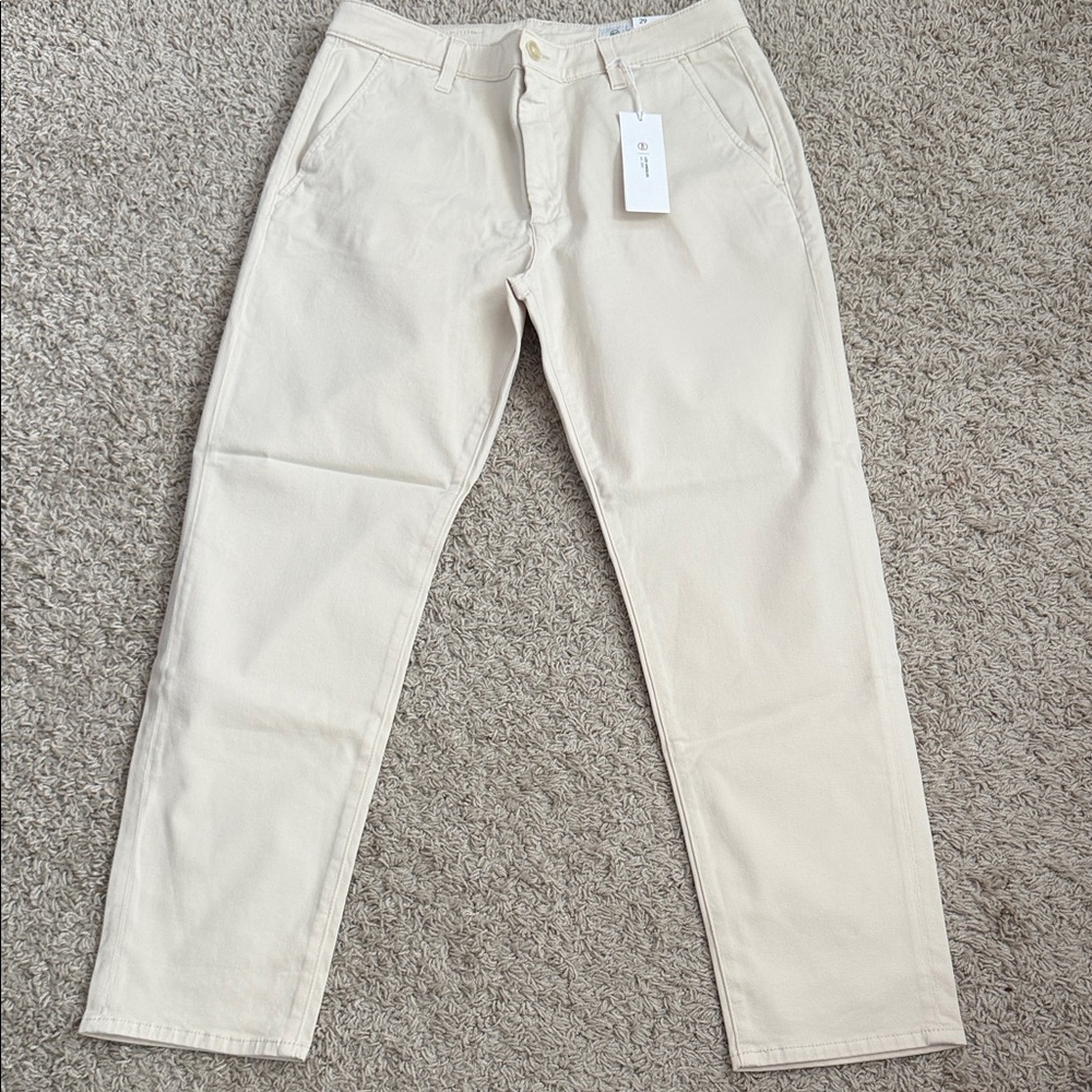 Ag Adriano Goldschmied Cream Straight-Leg Chinos
